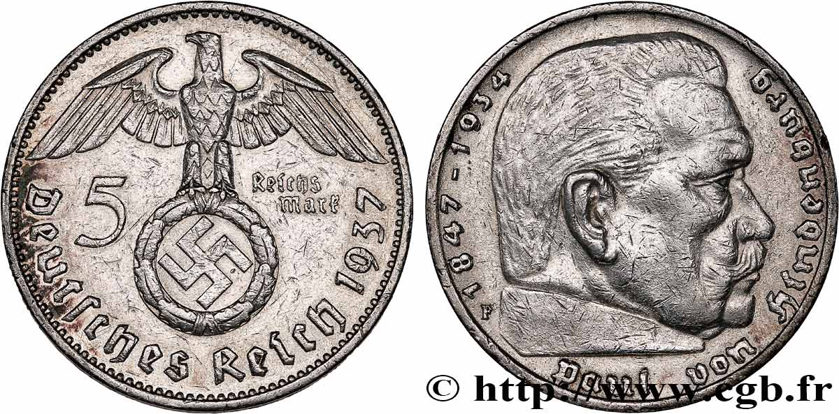 Allemagne Reichsmark Mar Chal Paul Von Hindenburg Stuttgart Fwo