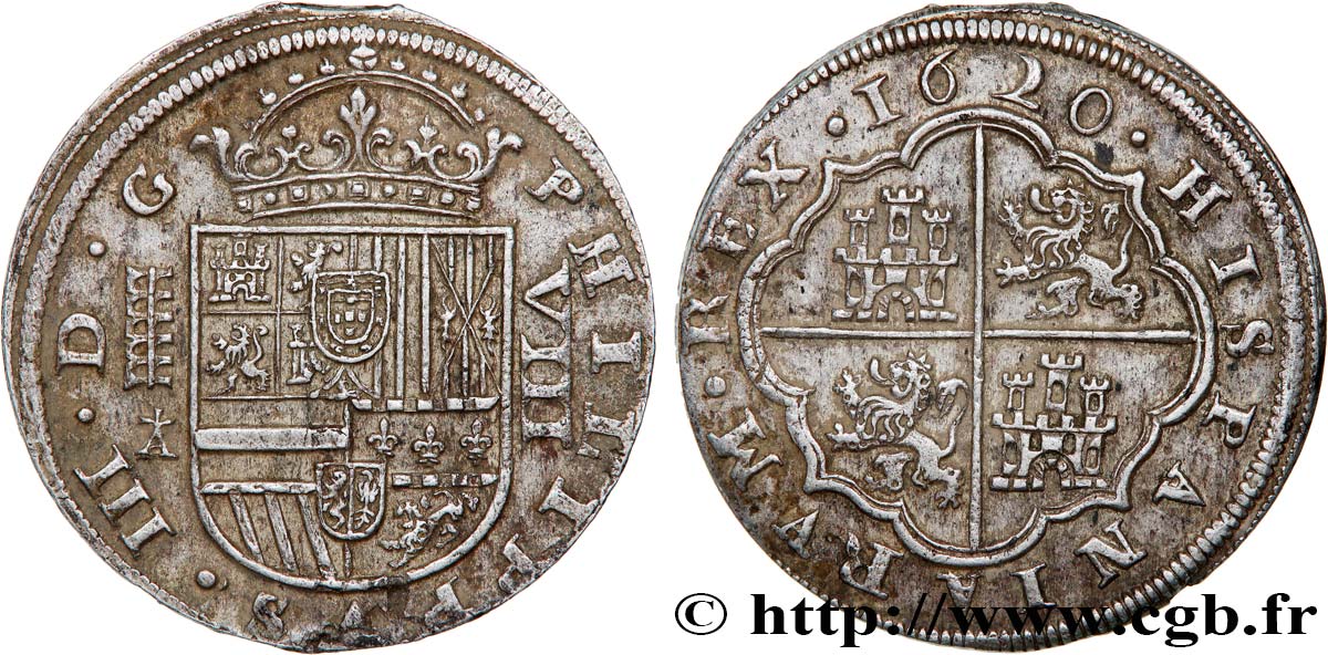 SPAIN - KINGDOM OF SPAIN - PHILIP III 8 Reales 1620 Ségovie XF 