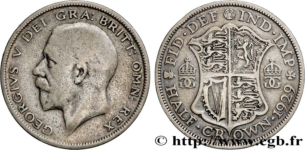 UNITED KINGDOM 1/2 Crown Georges V 1929 VF/VF