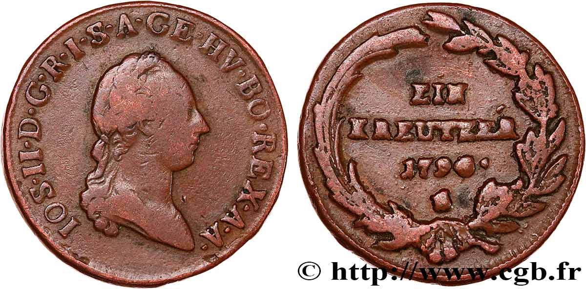 AUSTRIA 1 Kreutzer Joseph II dAutriche 1790 Schmöllnitz fwo 745671