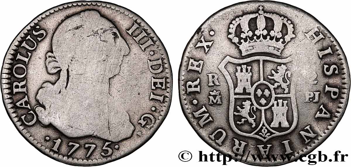 ESPAGNE 2 Reales Charles III 1775 Madrid TB