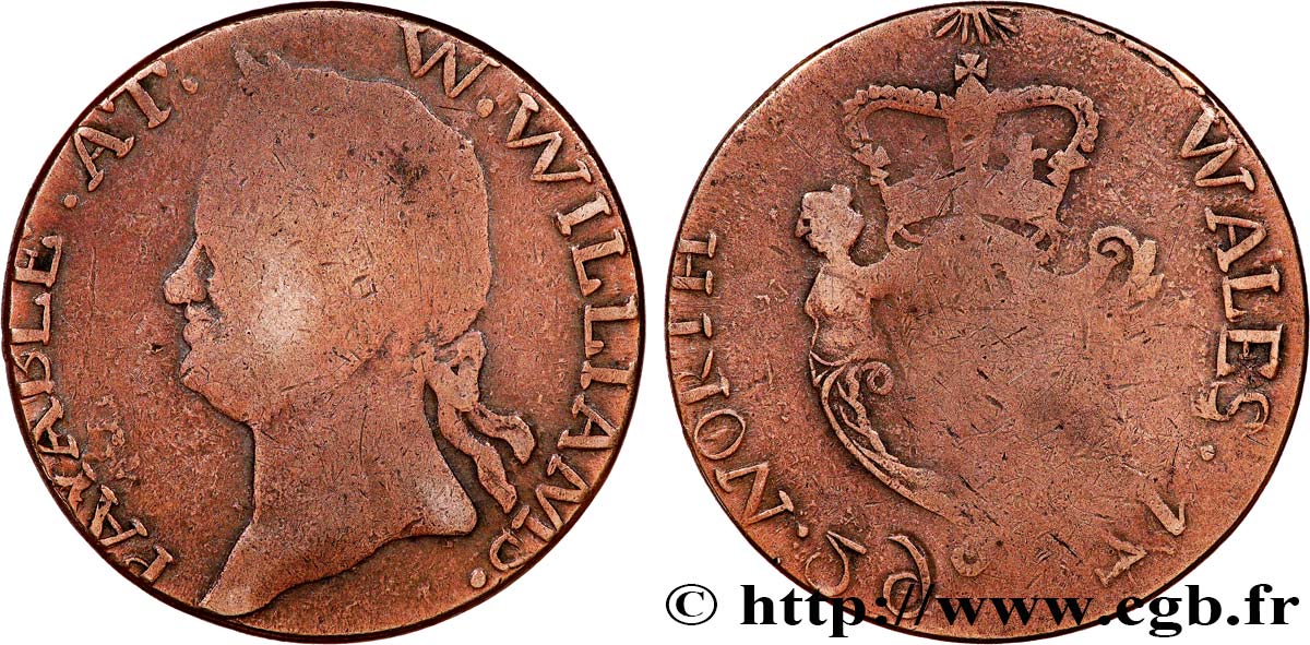 ROYAUME-UNI (TOKENS) 1/2 Penny W. WILLIAMS 1792  B 