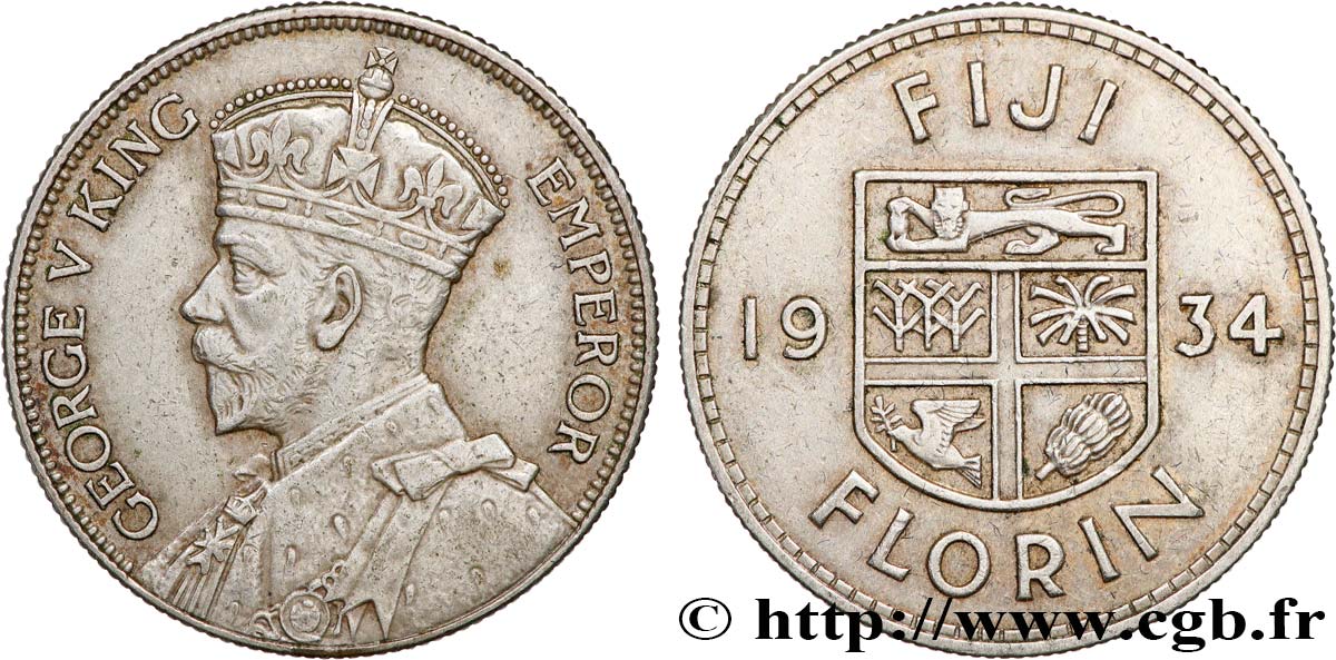 FIJI 1 Florin Georges V 1934 XF