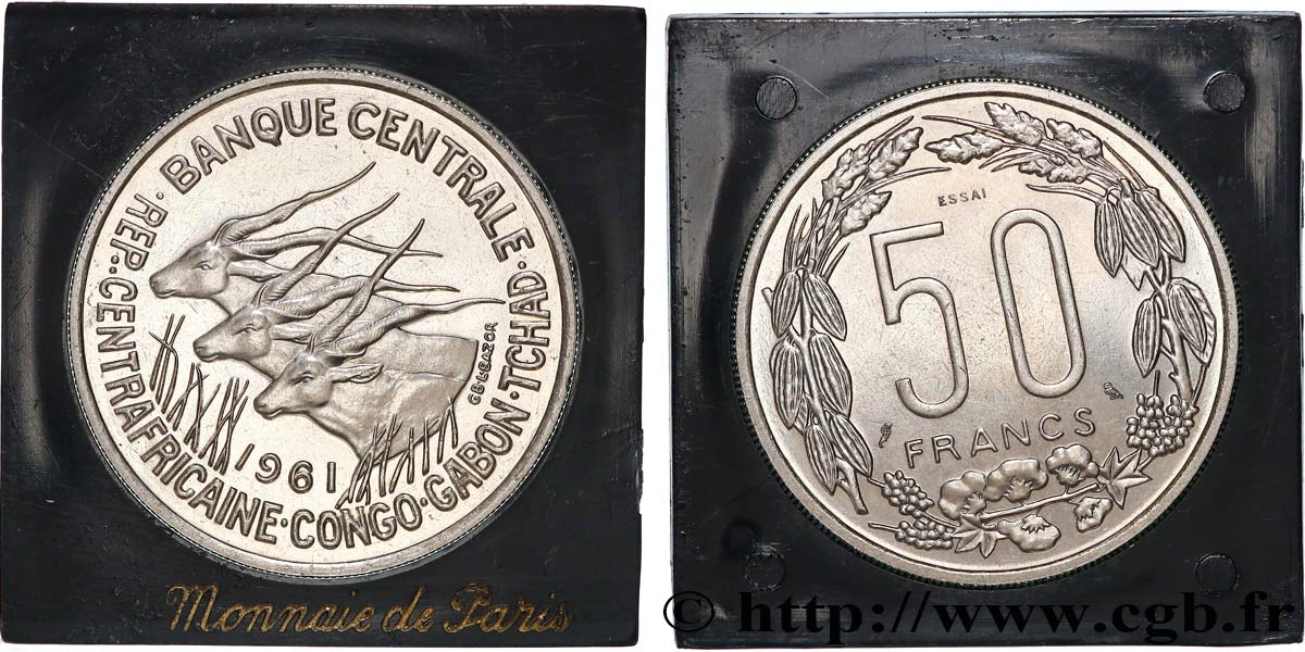 EQUATORIAL AFRICAN STATES Essai de 50 Francs antilopes 1961 MS