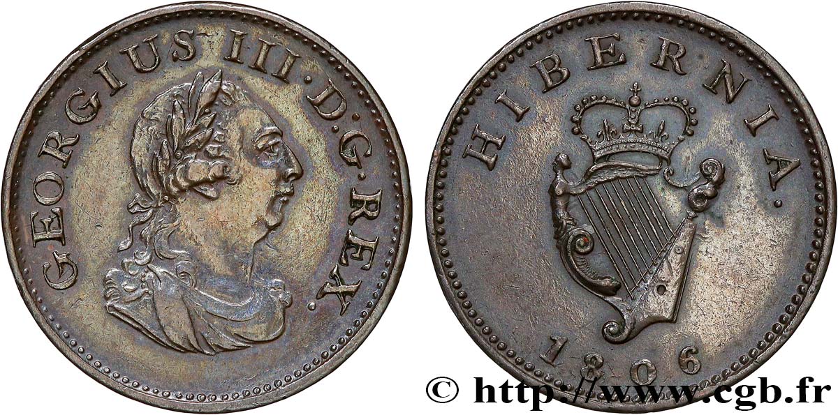 IRELAND REPUBLIC 1 Farthing Georges III 1806 AU