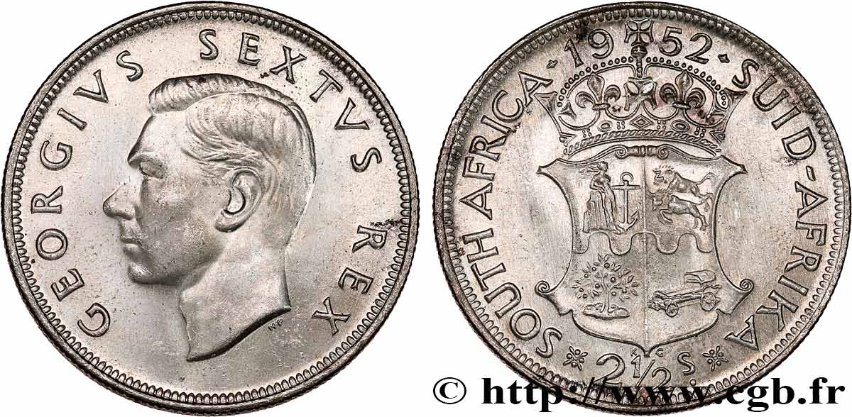 SUDAFRICA 2 1/2 Shillings Georges VI 1952 Pretoria MS 