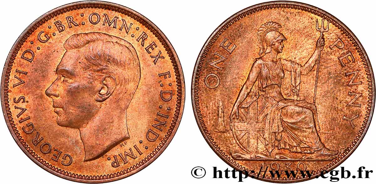 VEREINIGTEN KÖNIGREICH 1 Penny Georges VI 1939  VZ 