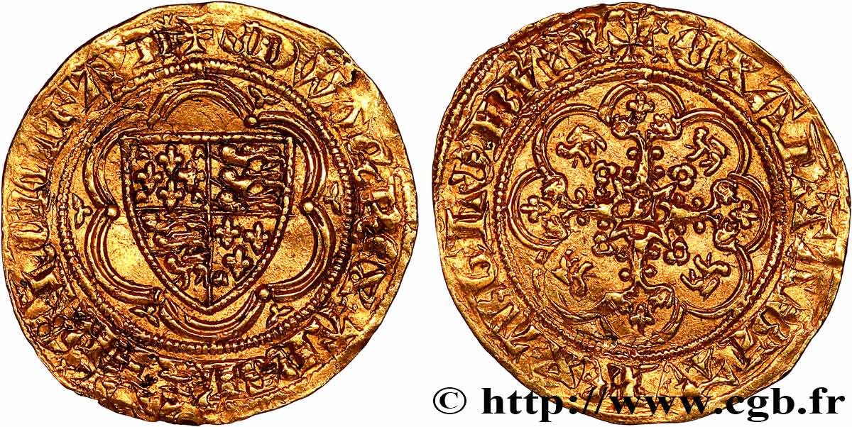 ANGLETERRE - ROYAUME D ANGLETERRE- ÉDOUARD III Quart de noble d’or  n.d. Londres TTB+ 