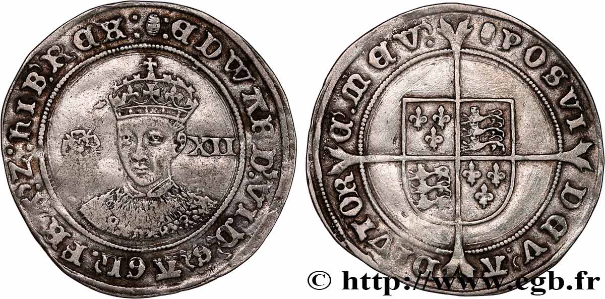 ENGLAND - KINGDOM OF ENGLAND - EDWARD VI Shilling n.d.  XF 