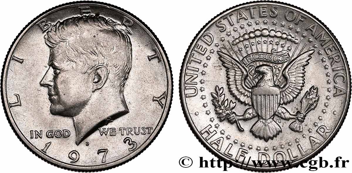 UNITED STATES OF AMERICA 1/2 Dollar Kennedy 1973 Denver AU