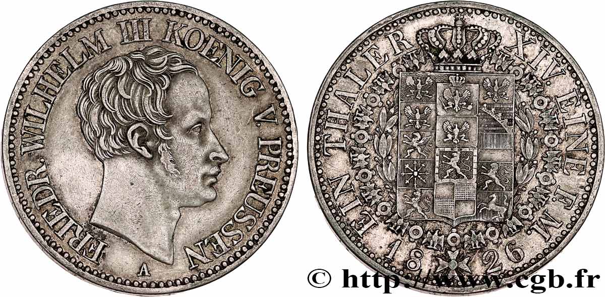GERMANY - PRUSSIA Thaler Frédéric-Guillaume III 1826 Berlin XF 