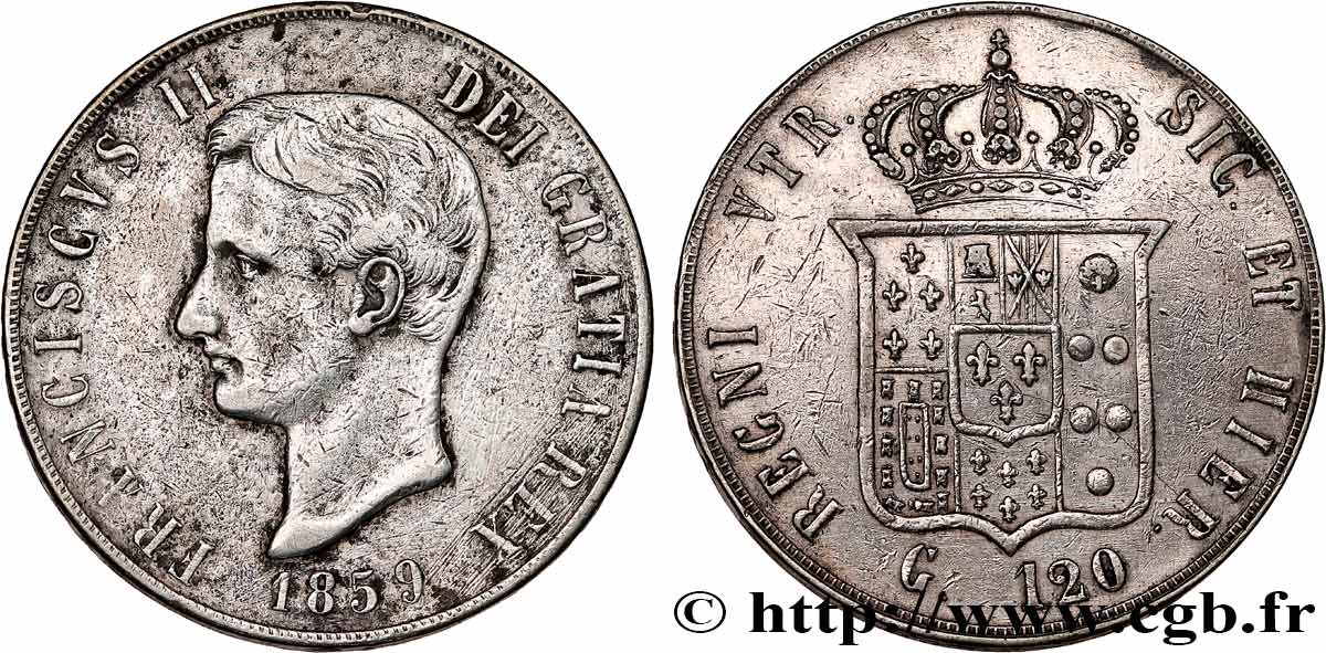 ITALY - KINGDOM OF THE TWO SICILIES 120 Grana François II 1859 Naples VF 
