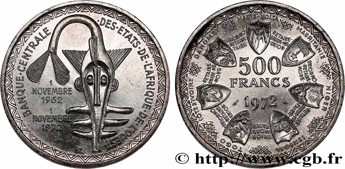 ÉTATS DE L AFRIQUE DE L OUEST (BCEAO) 500 Francs BCEAO 1972 Paris SPL
