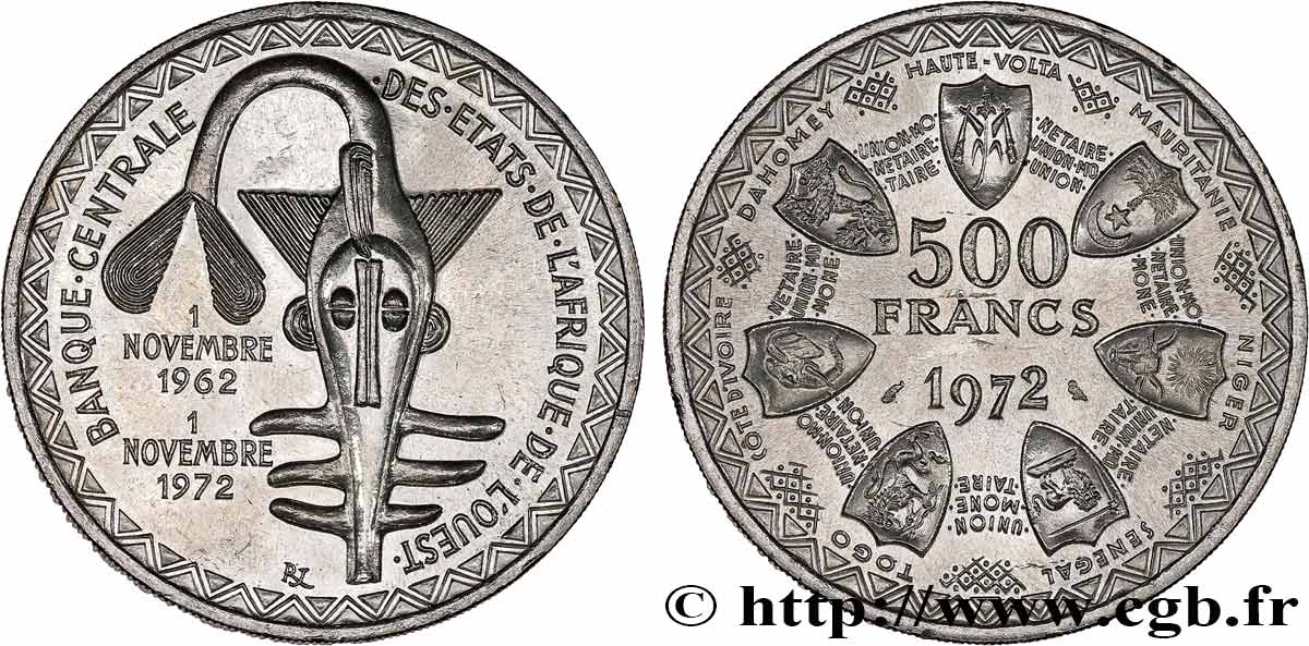 ÉTATS DE L AFRIQUE DE L OUEST (BCEAO) 500 Francs BCEAO 1972 Paris SPL