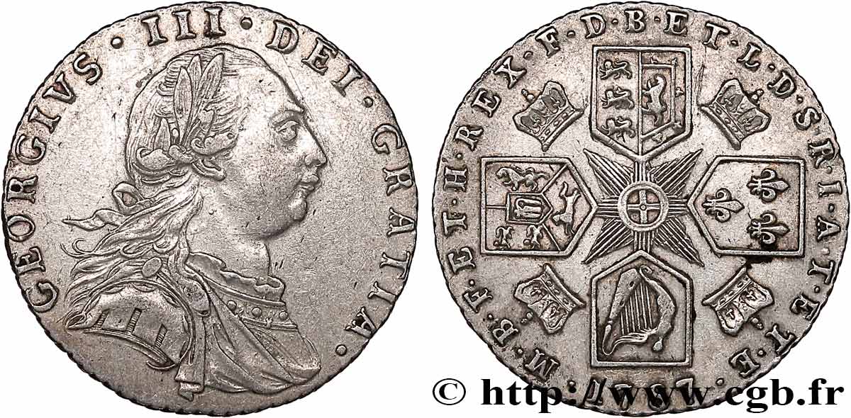 ROYAUME-UNI 6 Pence Georges III 1787  TTB+ 