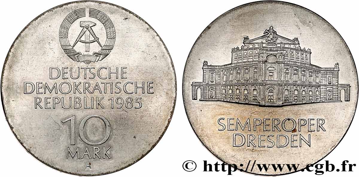 ALLEMAGNE RÉPUBLIQUE DÉMOCRATIQUE 10 Mark Semperoper de Dresde 1985 Berlin SUP 
