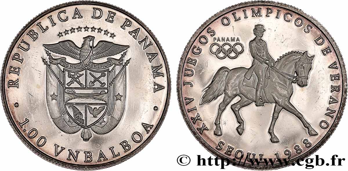 PANAMA 1 Balboa Proof XXIVe Jeux Olympiques de Séoul - Dressage équestre 1988  MS 