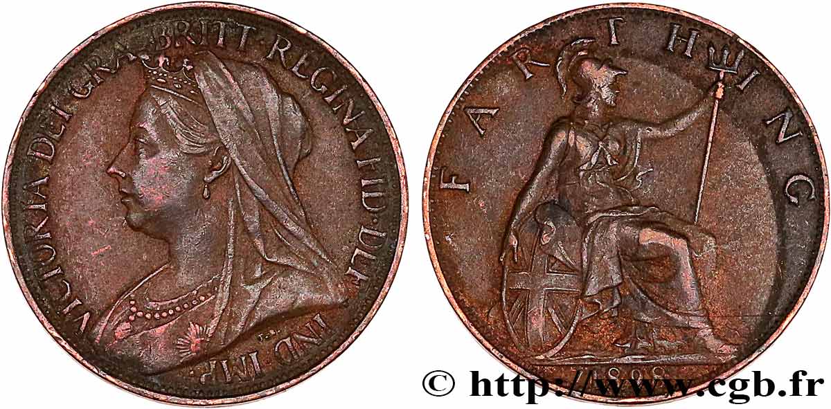 ROYAUME UNI 1 Farthing Victoria Old Head 1898 Fwo 751108 Monde