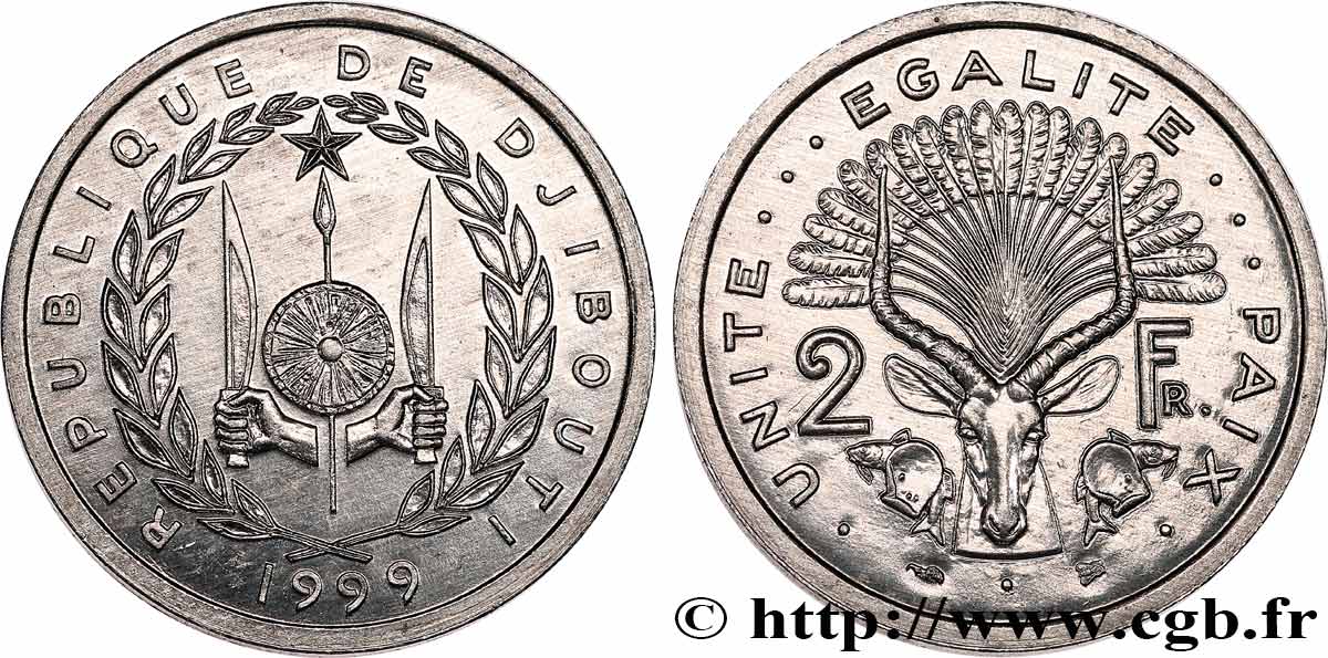 DJIBOUTI 2 Francs 1999 Paris SPL 