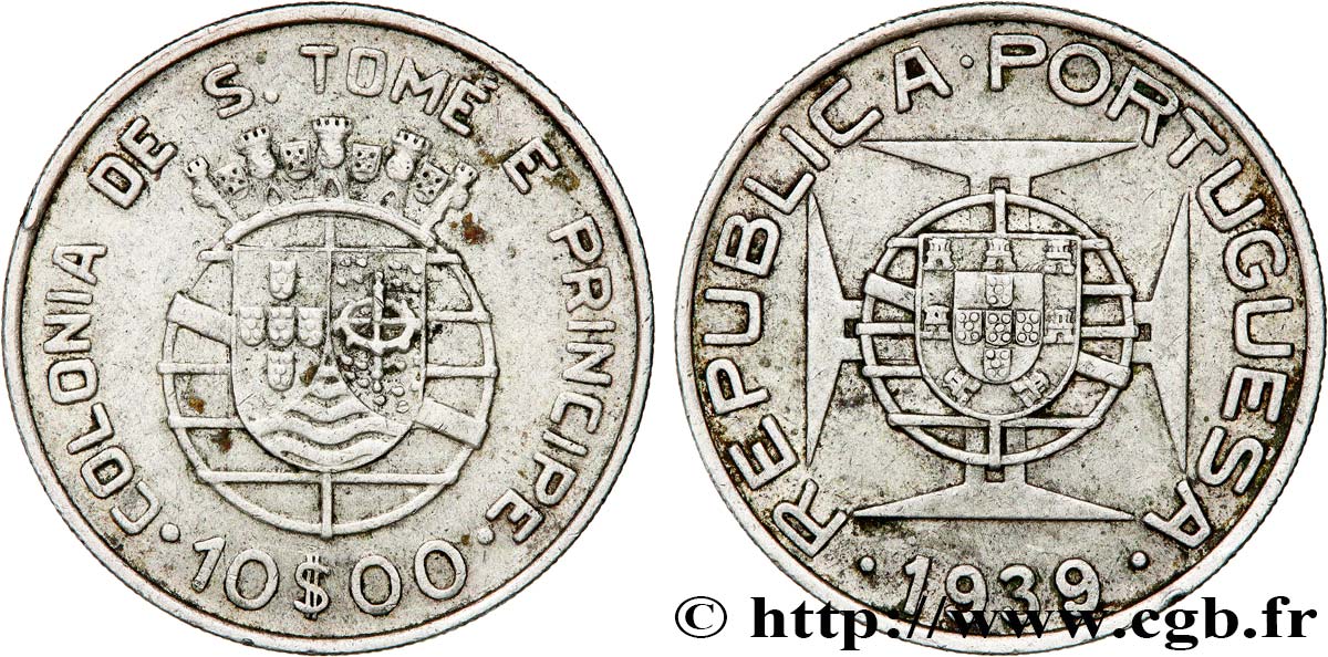 SAO TOMÉ UND PRINCIPE 10 Escudos colonie portugaise 1939 SS