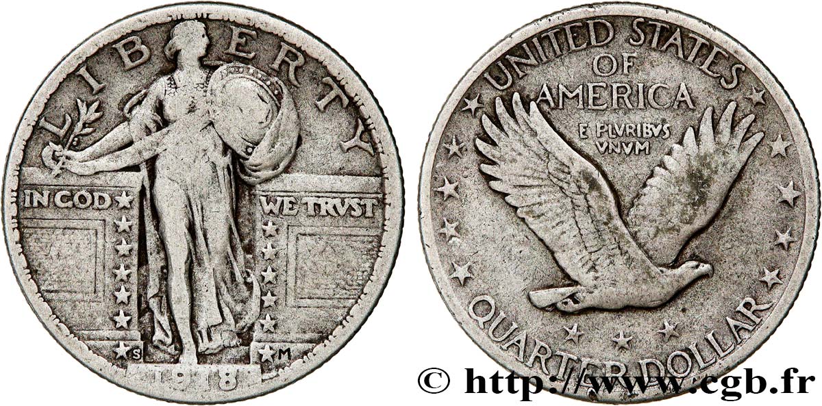 VEREINIGTE STAATEN VON AMERIKA 1/4 Dollar Liberty 1918 San Francisco fSS