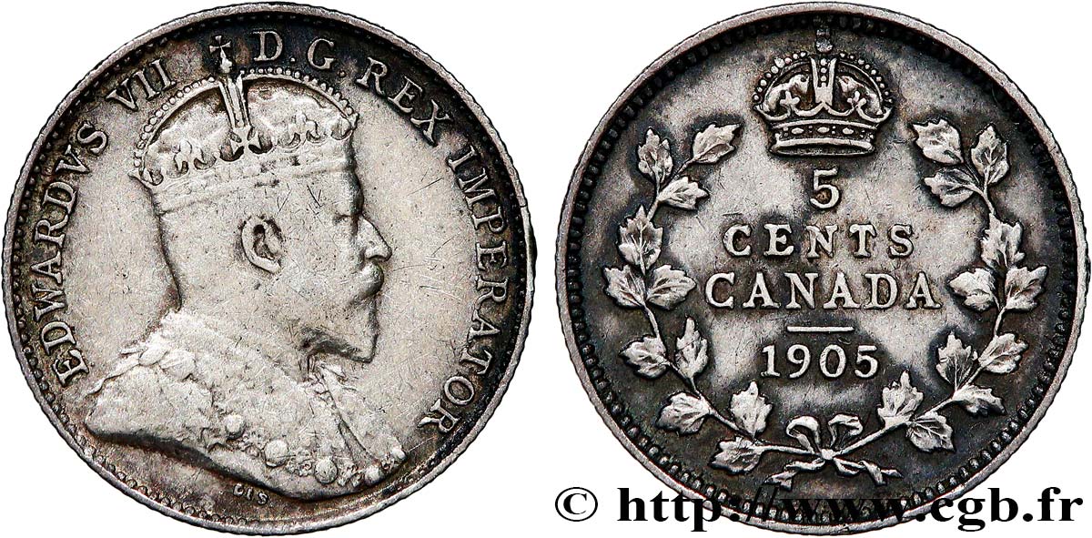 KANADA 5 Cents Édouard VII 1905 Londres fSS