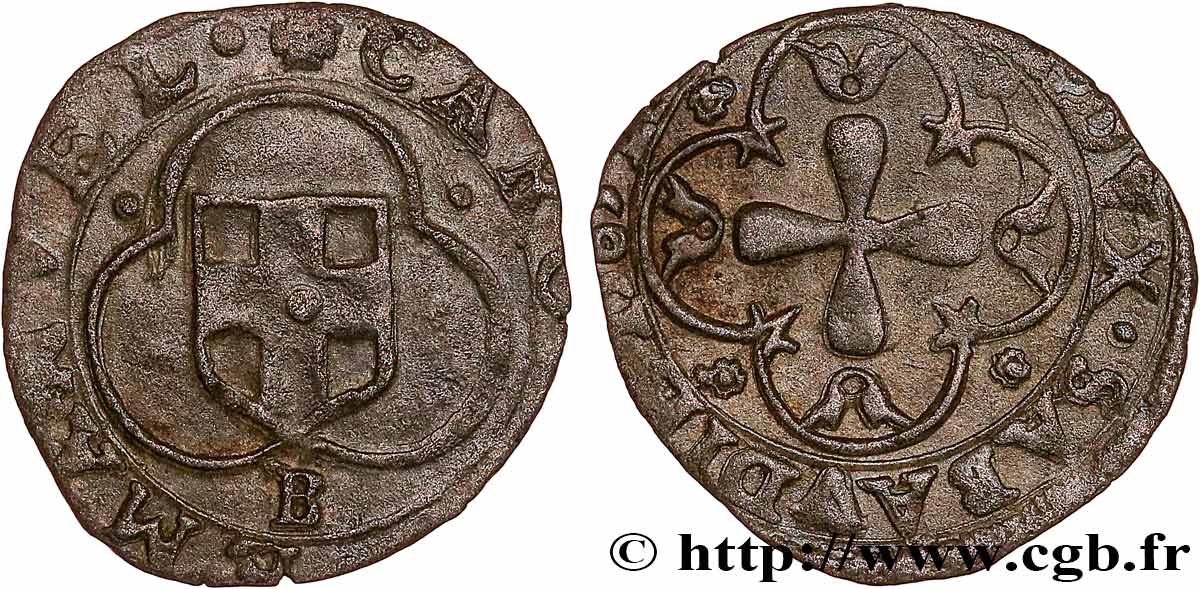 SAVOYEN - HERZOGTUM SAVOYEN - KARL EMANUEL I. Parpaiolle du 3e type (parpagliola di III tipo) 1585 Bourg-en-Bresse SS 