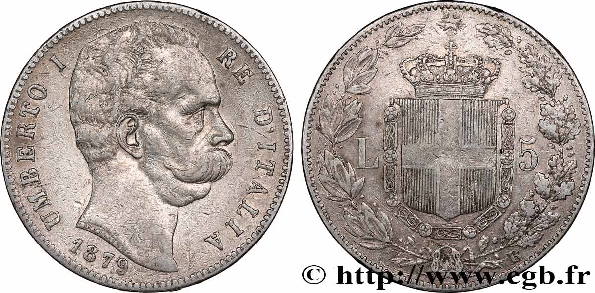 ITALIE - ROYAUME D ITALIE - HUMBERT Ier 5 Lire 1879 Rome TB+