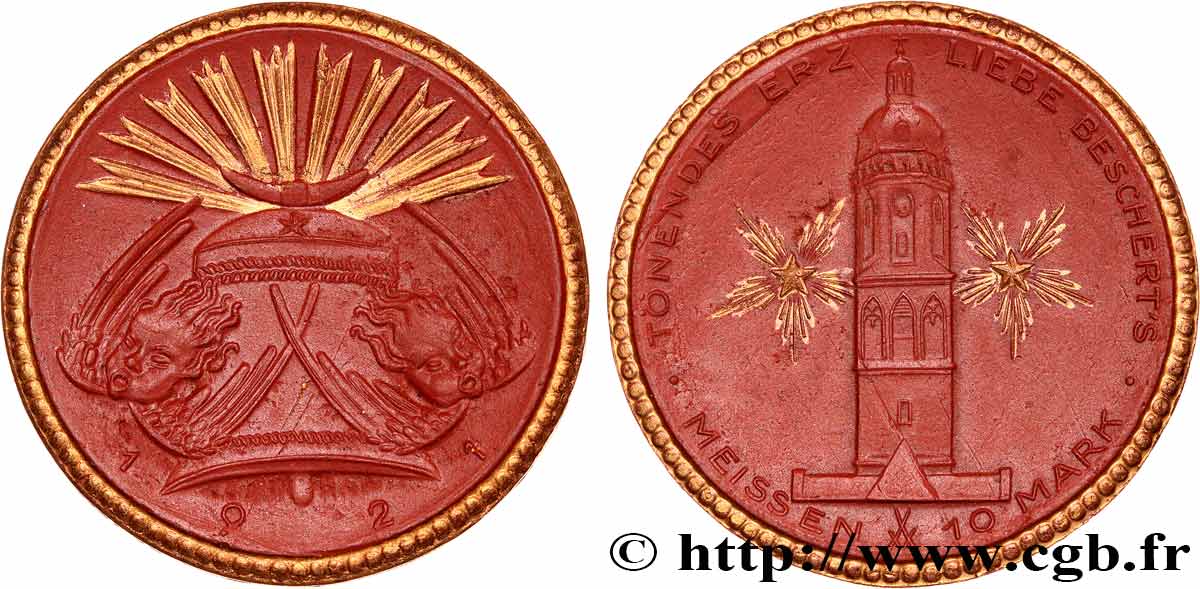 GERMANY Médaille, 10 Mark - MEISSEN 1921  AU 