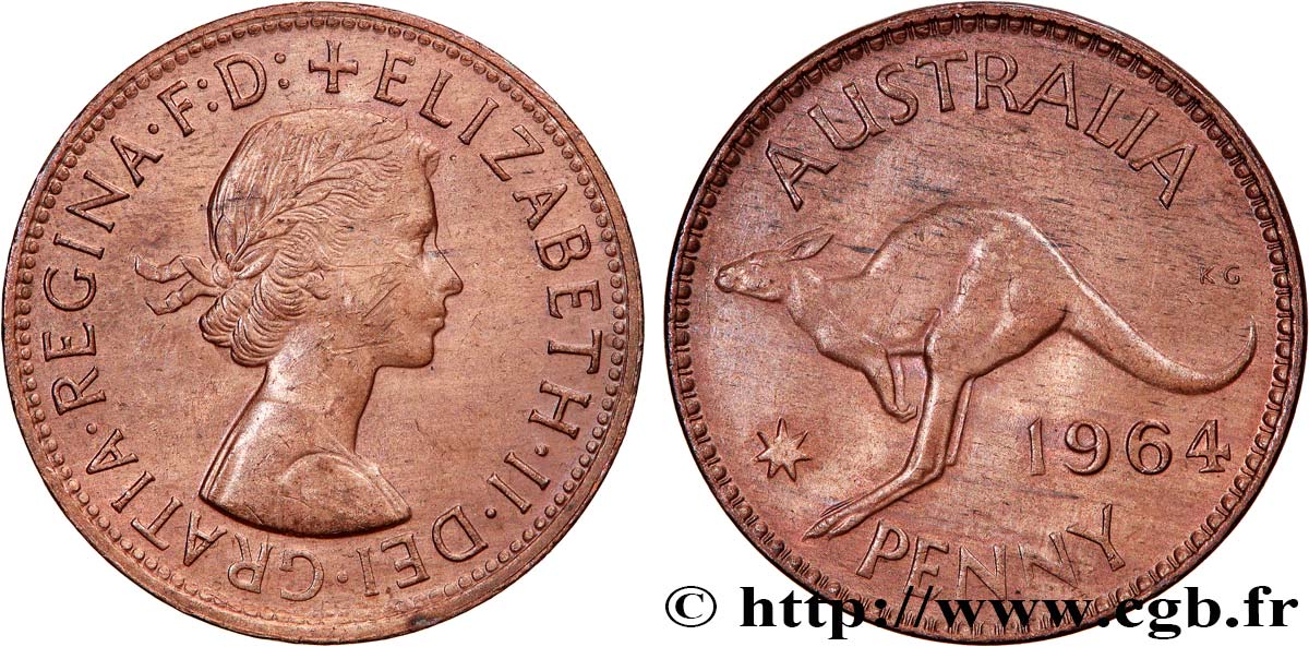 AUSTRALIE 1 Penny Elisabeth II 1964 Melbourne TTB+