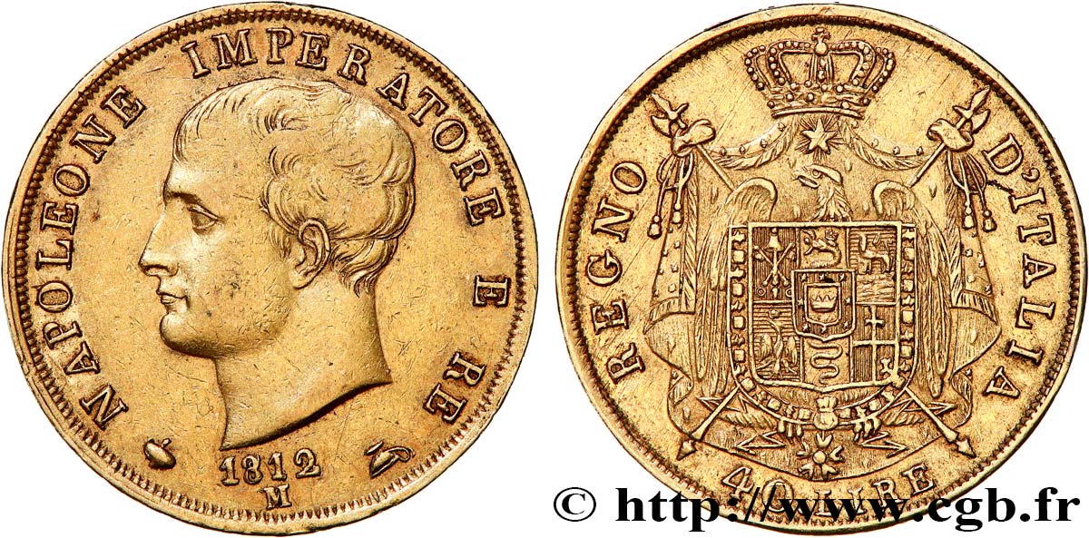 OR, PALLADIUM ET PLATINE INVESTISSEMENT 40 Lire 1812 Milan TTB/TTB+