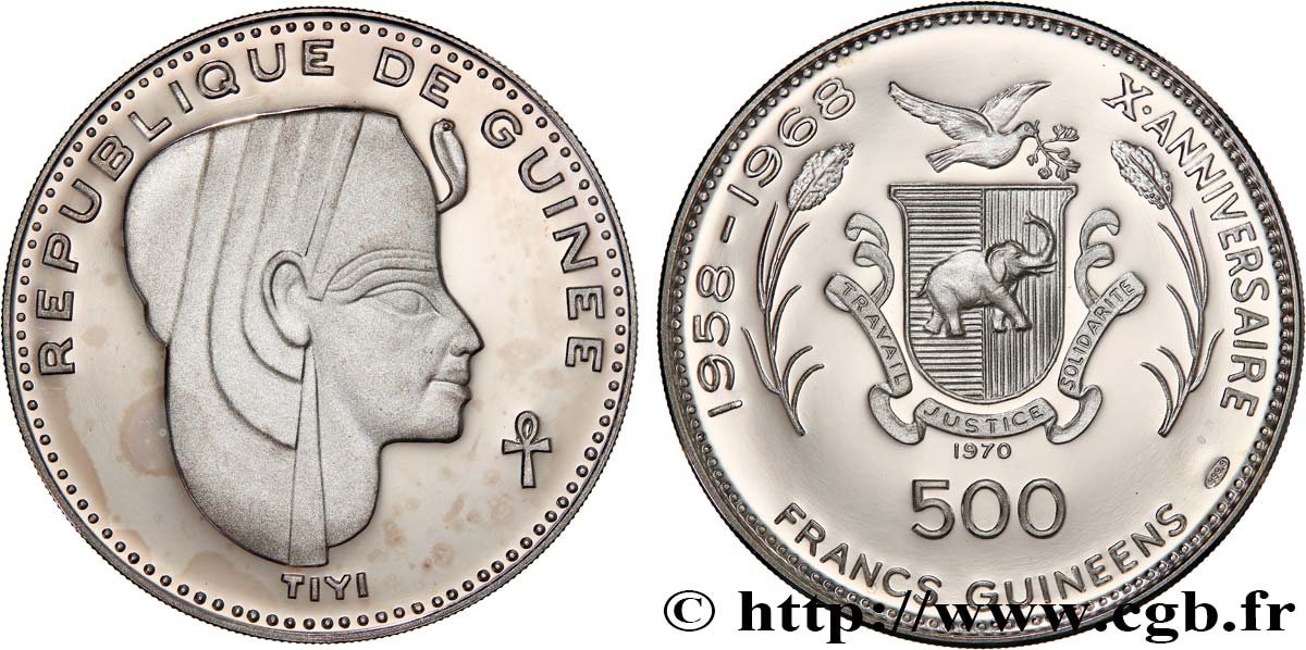 GUINEA 500 Francs 10e anniversaire de l’indépendance - Reine Tiyi 1970  MS 