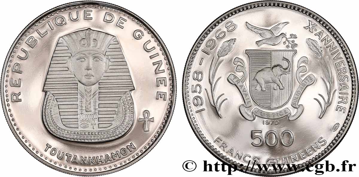 GUINEA 500 Francs Proof 10e anniversaire de l’indépendance 1970  MS 
