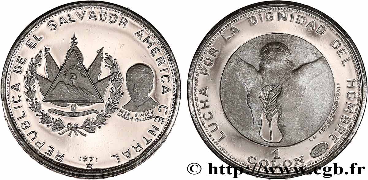 EL SALVADOR 1 Colon 150e anniversaire de l’indépendance 1971 Vereinigte Deutsche Metall MS 