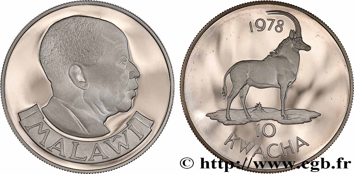 MALAWI 10 Kwacha Proof antilope 1978  SPL 