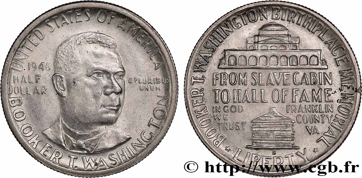 ÉTATS-UNIS D AMÉRIQUE 1/2 Dollar Booker T. Washington Memorial 1946 San Francisco TTB+ 