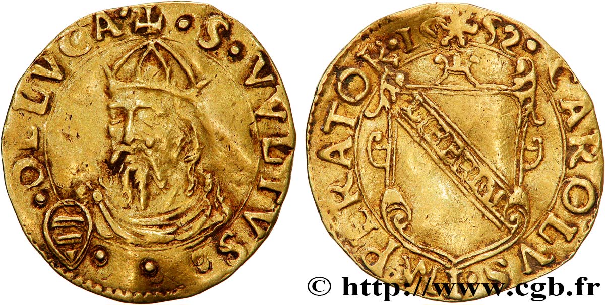 ITALIE - LUCQUES - RÉPUBLIQUE DE LUCQUES Scudo d oro del sole 1552 Lucques BB 