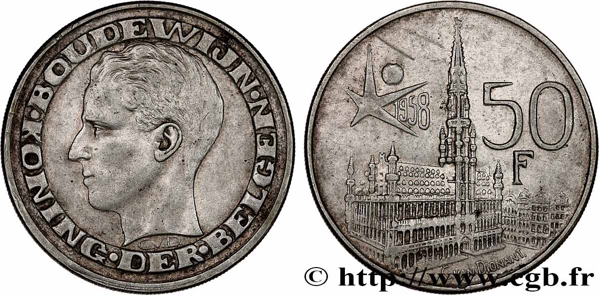 BELGIEN 50 Francs Exposition Universelle de Bruxelles légende flamande 1958 fVZ