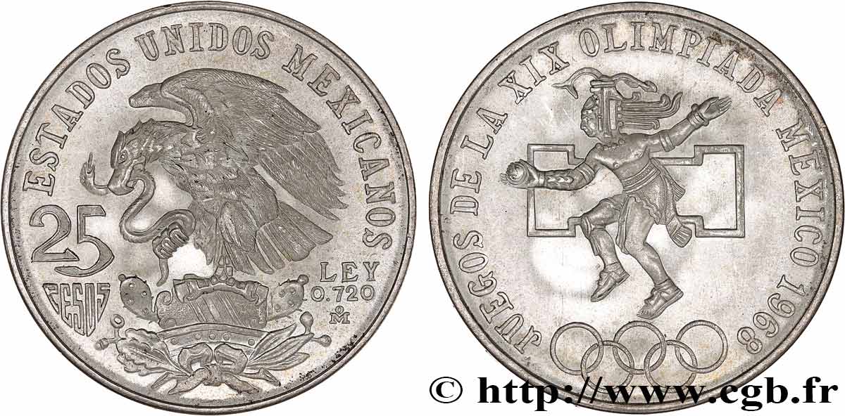 MEXIQUE 25 Pesos Jeux Olympiques De Mexico 1968 Mexico Fwo 761528 Monde