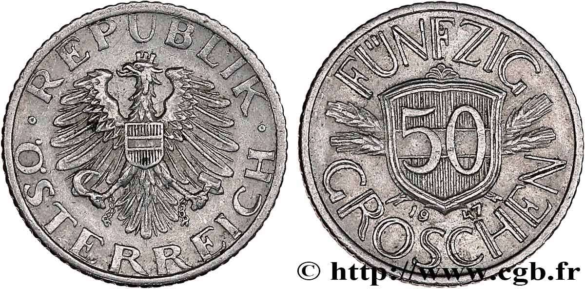 AUSTRIA 50 Groschen aigle 1947 MBC+