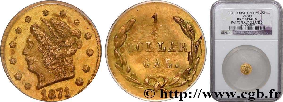 UNITED STATES OF AMERICA 1/4 Dollar 1871  MS NGC