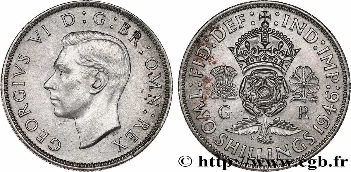VEREINIGTEN KÖNIGREICH 1 Florin (2 Shillings) Georges VI 1946 VZ