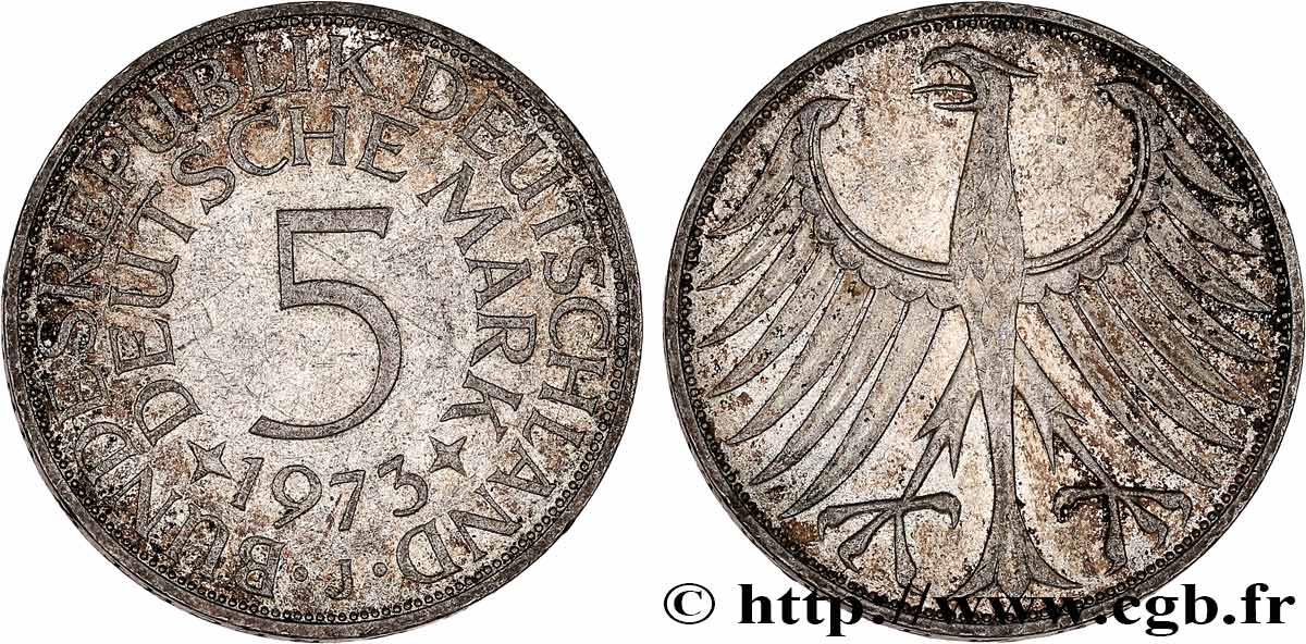 GERMANIA 5 Mark aigle 1973 Hambourg - J SPL