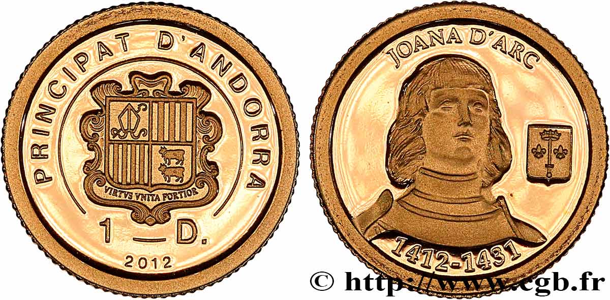 ANDORRA (PRINCIPALITY) 1 Diner Proof Jeanne d’Arc 2012 MS