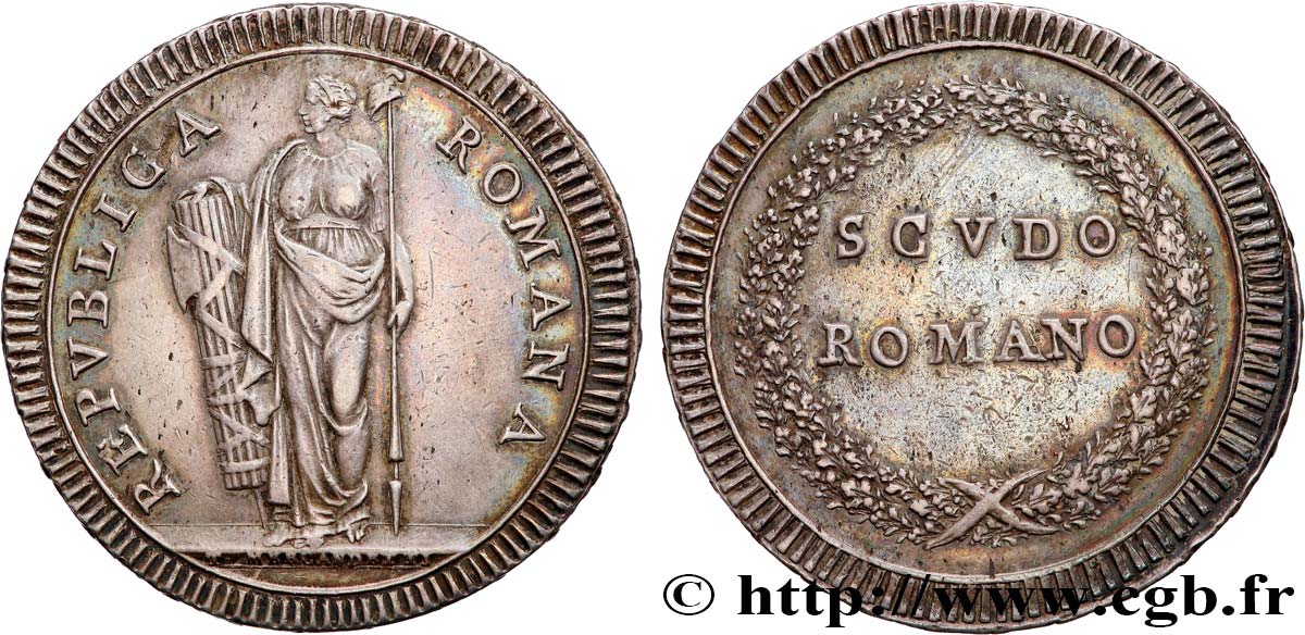ITALY - FIRST ROMAN REPUBLIC Scudo  n.d. Rome AU 