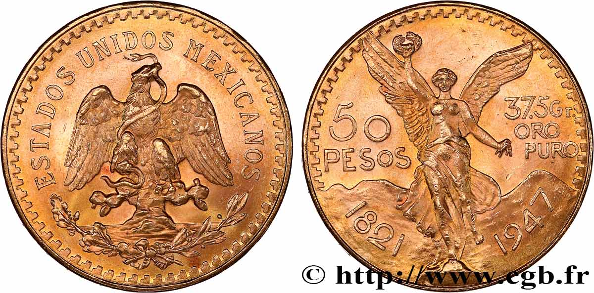 OR, PALLADIUM ET PLATINE INVESTISSEMENT 50 Pesos or 1947 Mexico SUP