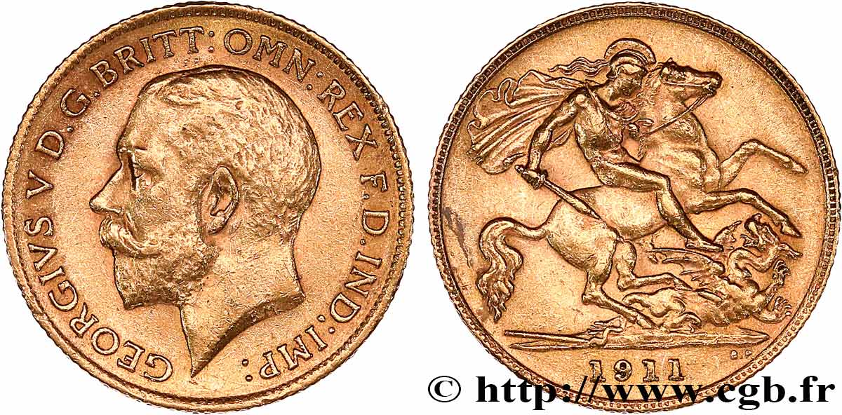 GOLD, PALLADIUM & PLATINUM INVESTMENT 1/2 Souverain Georges V 1911 Londres AU