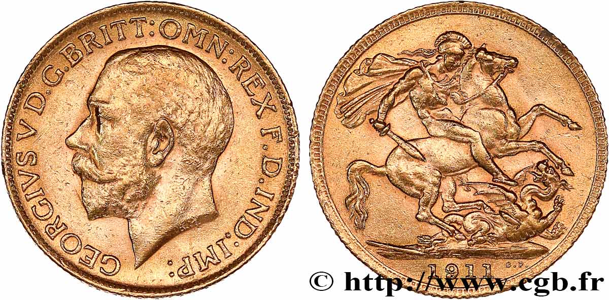 GOLD, PALLADIUM & PLATINUM INVESTMENT 1 Souverain Georges V 1911 Londres XF