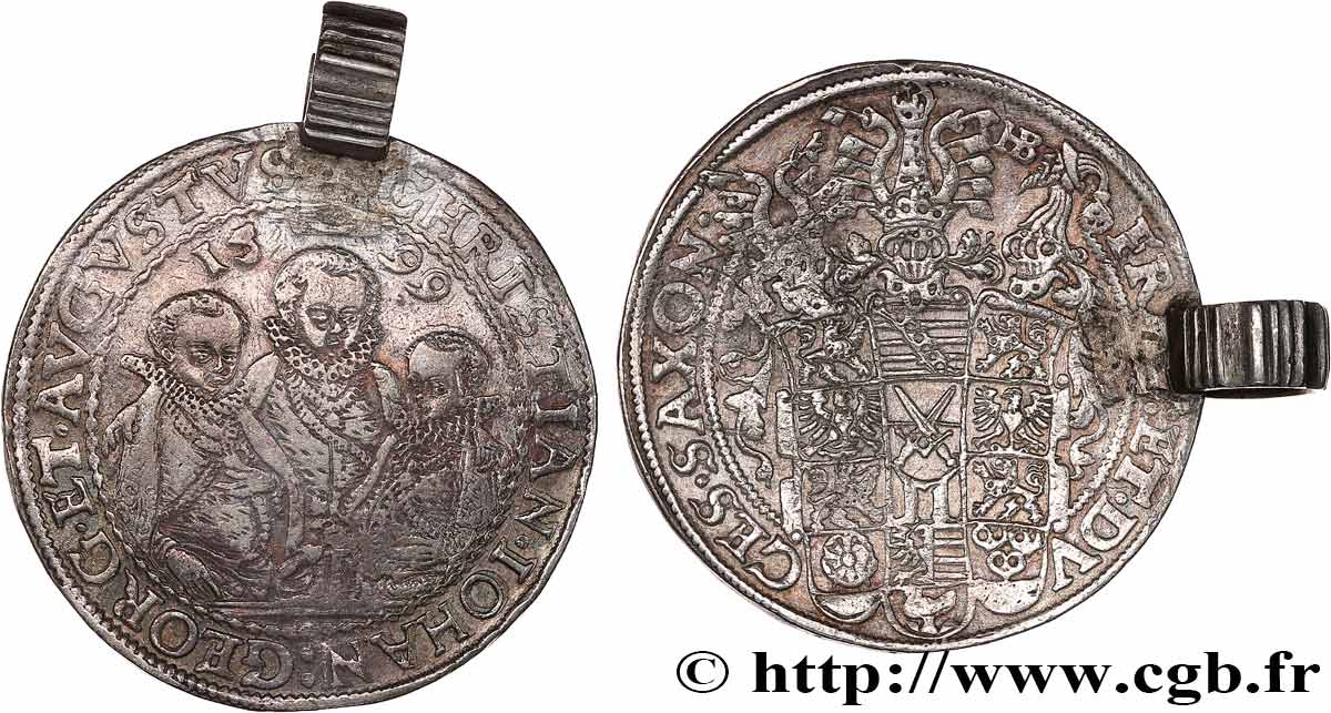 GERMANY - DUCHY OF SAXONY - ALBERTINE LINE - CHRISTIAN II, JOHN-GEORGE AND AUGUSTUS Thaler dit “des trois frères” 1599 Dresde XF 