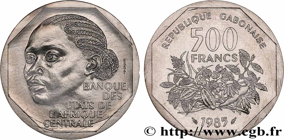 GABON Essai de 500 Francs femme africaine 1985 Paris MS 